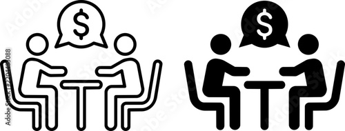 Business finance discussion meeting with dollar sign vector icon