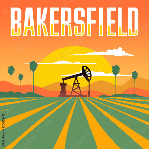 charming nature and oil drilling in Bakersfield California