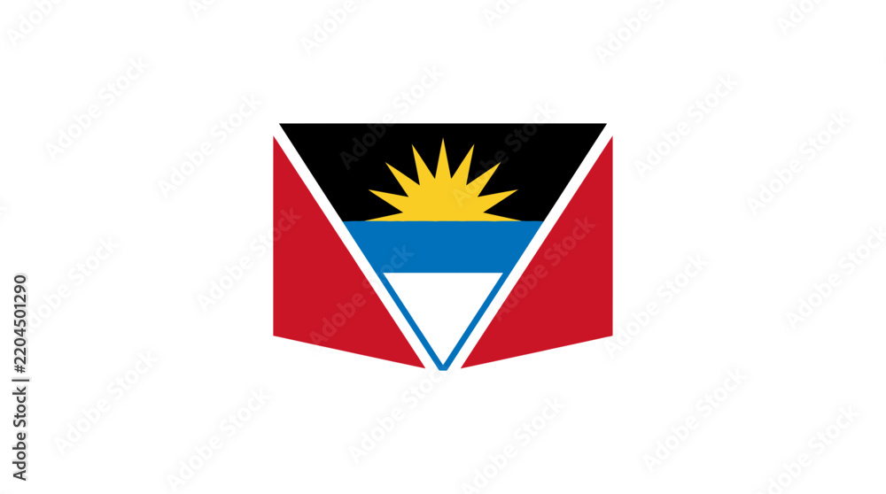 Obraz premium National Flag of Antigua and Barbuda Isolated on White