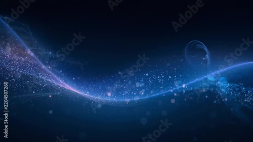 Abstract Blue Glowing Particle Wave with Digital Energy Flow on Dark Background