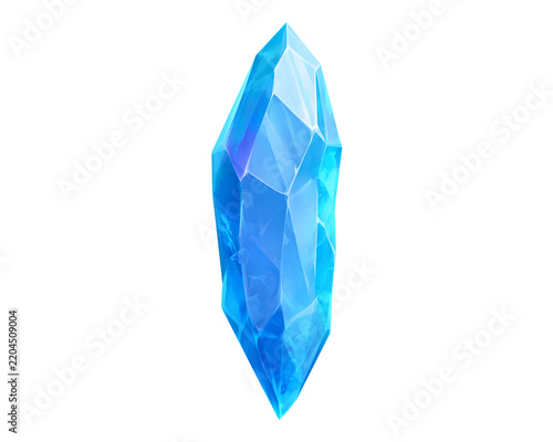 Translucent blue crystal with faceted geometric shape.