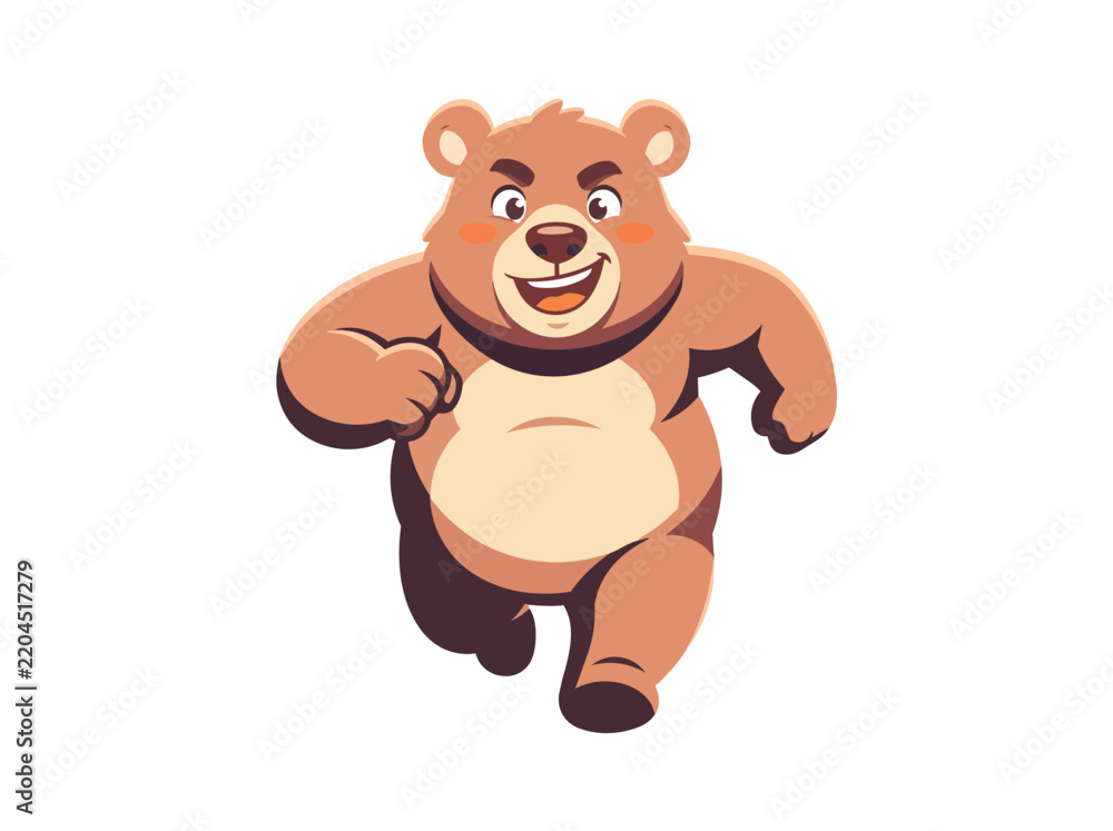 Fototapeta premium Flat Illustration Cartoon Bear Character Smiling Happy Expression