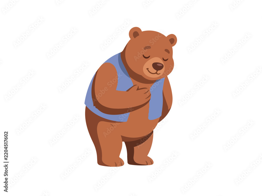 Fototapeta premium Flat Illustration Bear Character Wearing Blue Life Vest