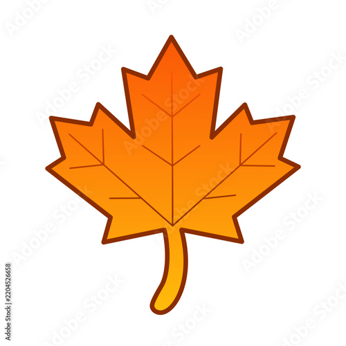 Foto An orange maple leaf icon with a distinctive leaf shape, suitable for themes involving autumn, plants, nature, and decoration