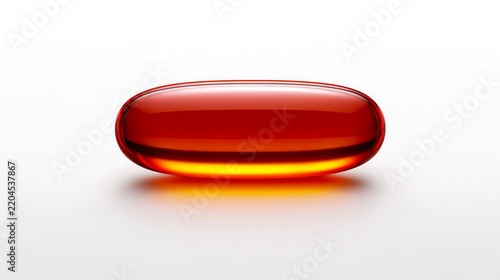 Red softgel capsule isolated on white background