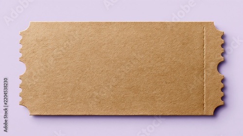 Blank kraft paper ticket with perforated edges on lavender