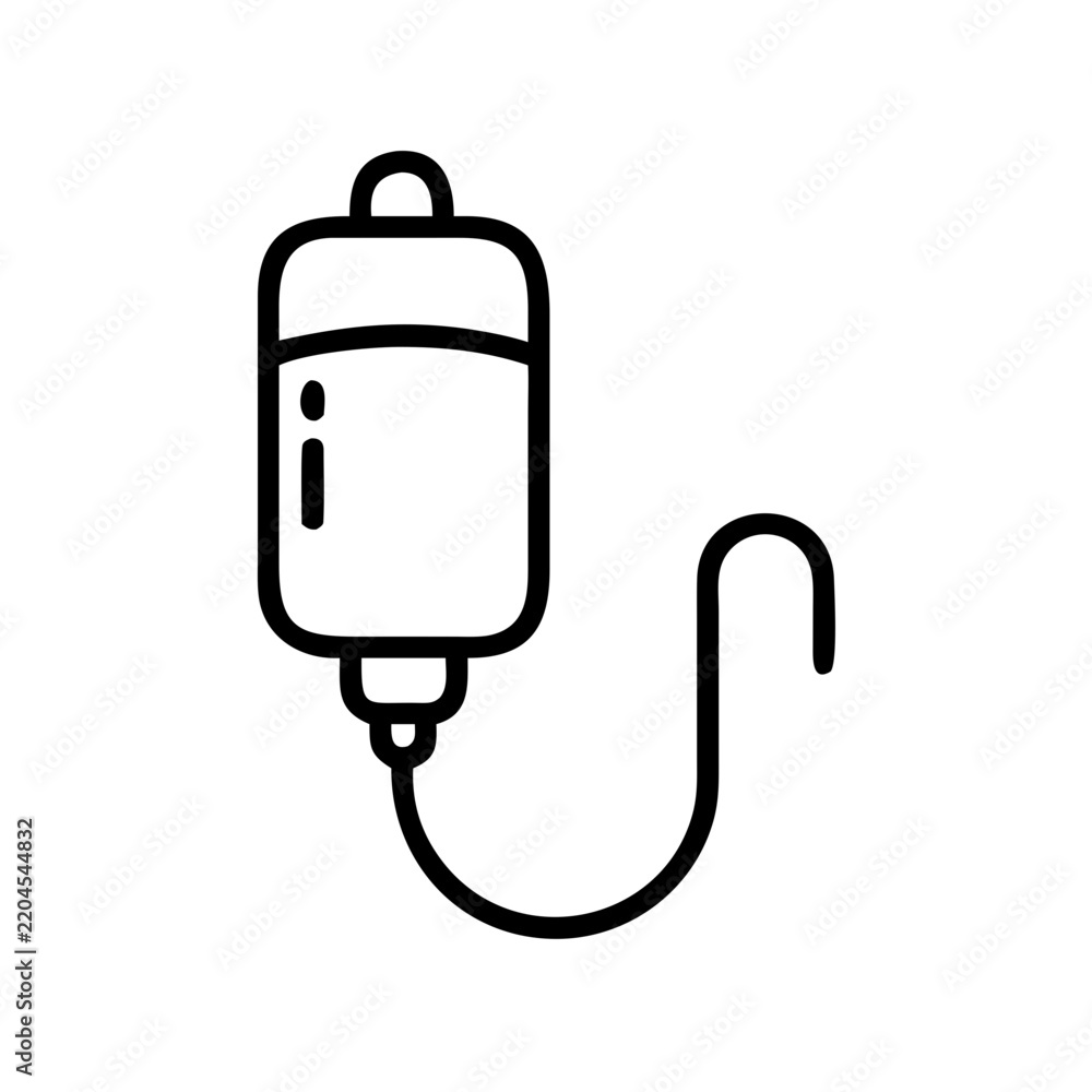 Fototapeta premium blood bag line icon, medical iv bag and transfusion symbol for hospital, healthcare and donation concept, outline vector design