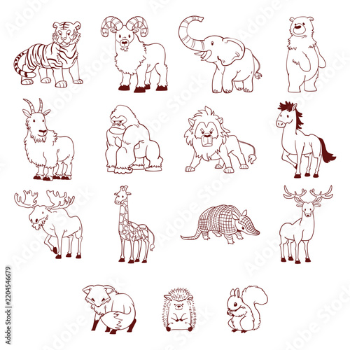 Wild Animals and Woodland Creatures Doodle Illustration Collection