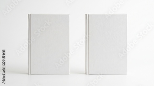 Two Blank White Hardcover Books Standing Upright Mockup for Custom Book Cover Design Presentation