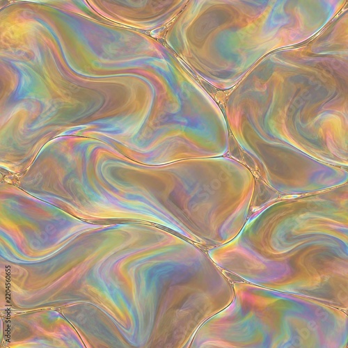 Warm Golden Holographic Crystal Texture with Faceted Iridescent Wave Pattern