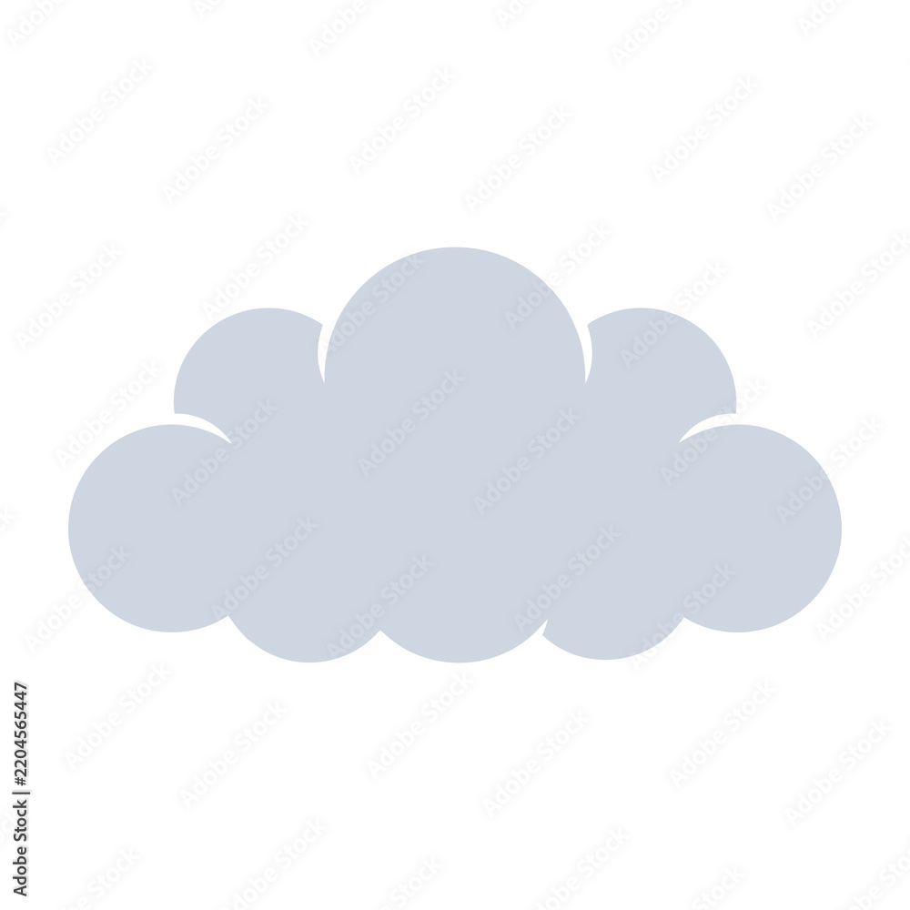 Fototapeta premium Cute fluffy cloud icon isolated on white background. Cartoon style weather symbol. Sky graphic for design.