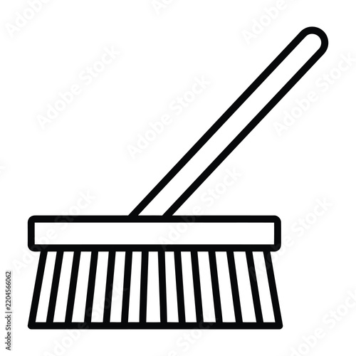 Broom icon for cleaning and housekeeping services isolated on white background