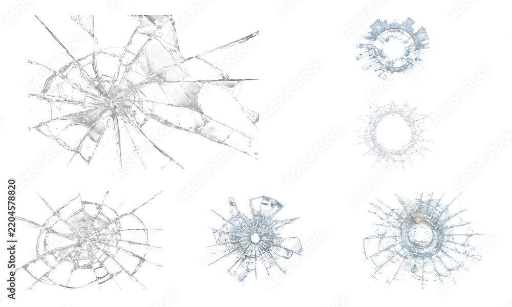 Obraz premium Broken glass cracks overlay PNG with shattered window effects and transparent background