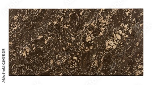 Dark brown polished granite stone texture slab background.