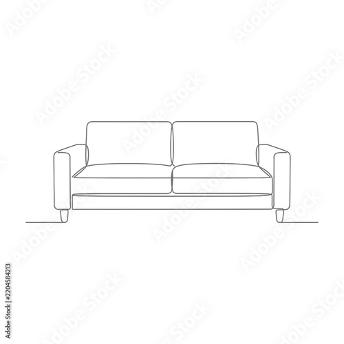 Minimalist Continuous Line Drawing of a Modern Comfortable Two Seater Living Sofa