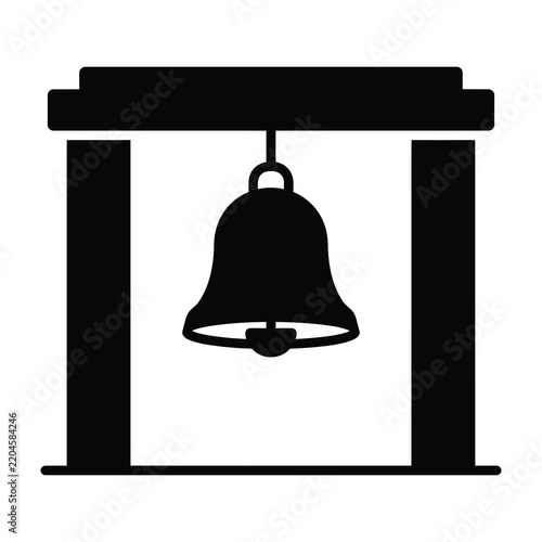 Bell Silhouette Icon in Tower Frame