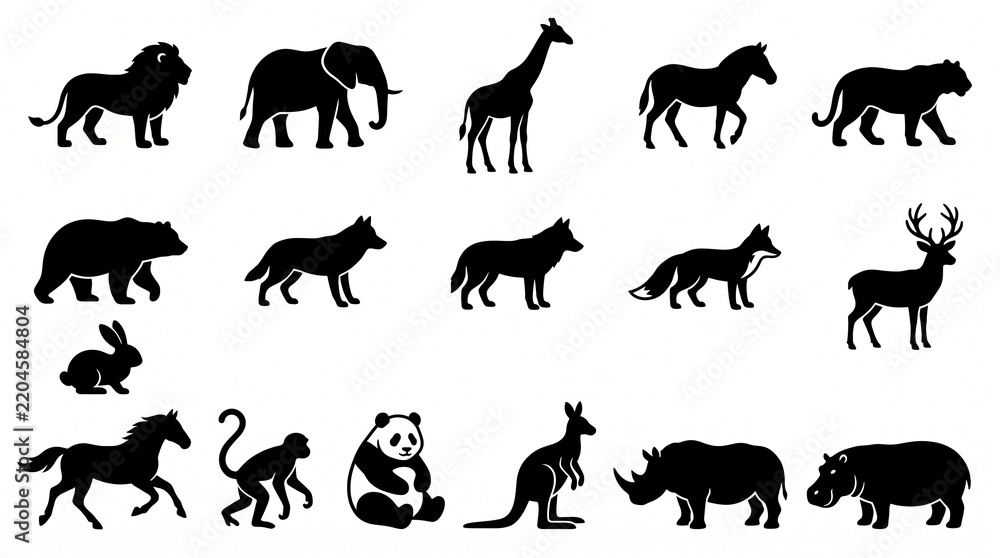 Fototapeta premium set of animals silhouettes