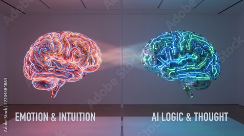 Human emotion and intuition compared with artificial intelligence logic and thought