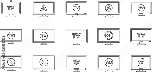 Set of television screen monitor icons for digital media web design