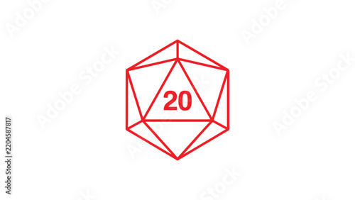 Twenty-Sided Die Icosahedron Dice Icon for Tabletop Games and Role Playing