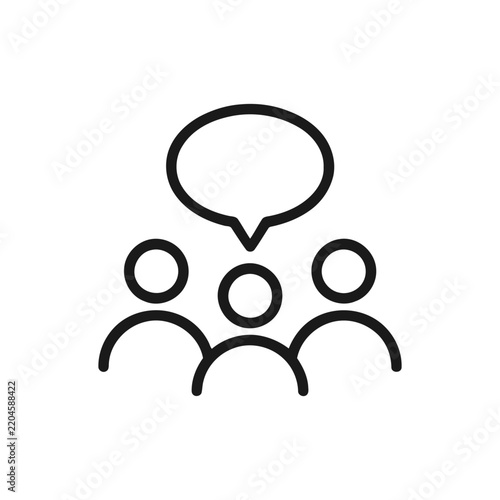 Communication vector icon illustration with people chatting and speech bubble