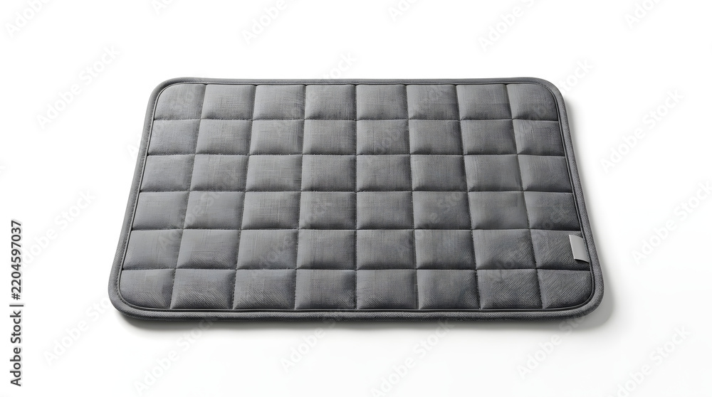 Naklejka premium A grey rectangular padded pet mat for comfort.