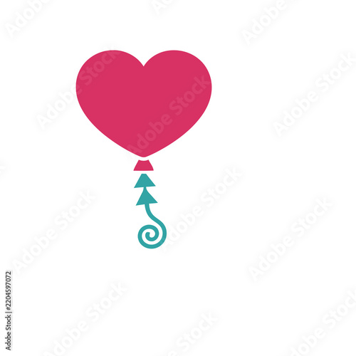 Pink heart balloon with teal string