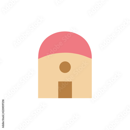 Stylized house icon with pink roof