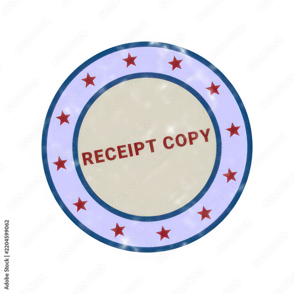 Fototapeta premium Red circular badge with receipt copy text and decorative border isolated on transparent background