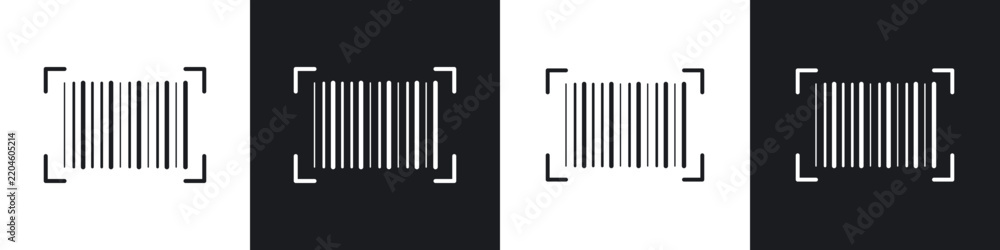 Obraz premium Barcode read icon flat outline in black