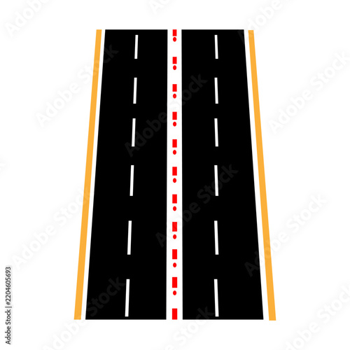 Straight Highway Road Perspective Vector Icon for Transportation Concept