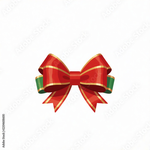 Red Christmas ribbon bow with gold trim