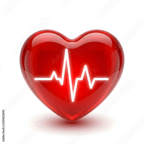 Red heart with heartbeat line icon