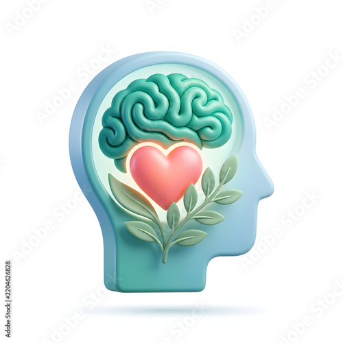 human brain with heart