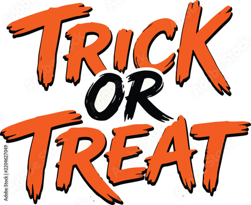 Trick or Treat Halloween Typography with Bold Orange and Black Brush Lettering