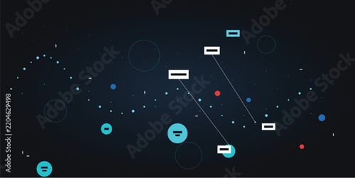 Abstract digital network connection background with geometric elements on transparent background