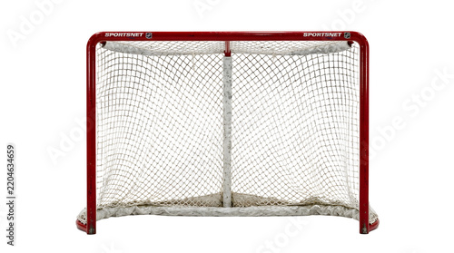 Hockey goal net isolated on white background, perfect for hockey and sports equipment design projects, and creative projects, high quality visuals, modern branding needs, advertising