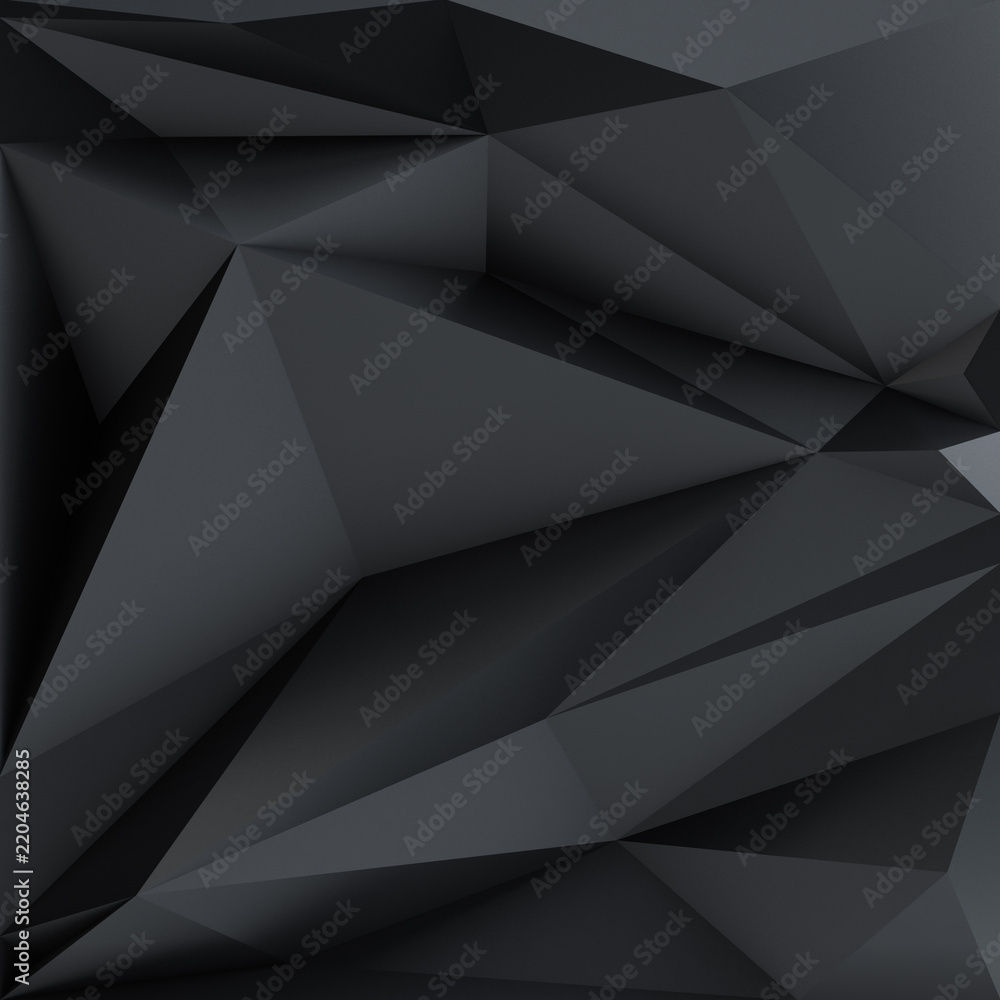 Obraz premium Abstract Low Poly Geometric Surface with Sharp Faceted Polygonal Shapes, 3D Rendering
