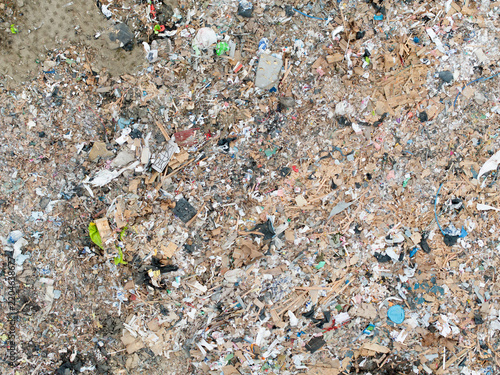 Overhead shot of polluted garbage dump
