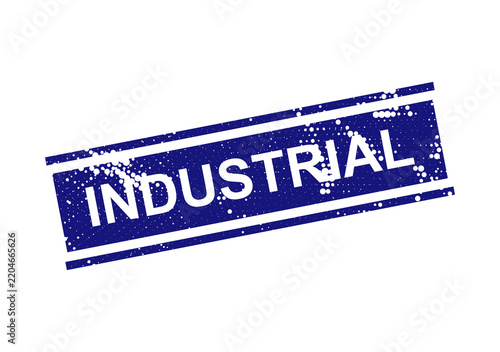 Blue industrial stamp with word industrial isolated on transparent background, illustration
