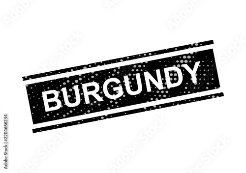 Bold burgundy stamp with text label design isolated on transparent background, illustration