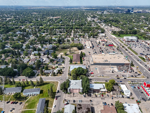Drone shot of Saskatoon's Holliston neighborhood