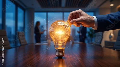 puzzle light bulb creativity innovation