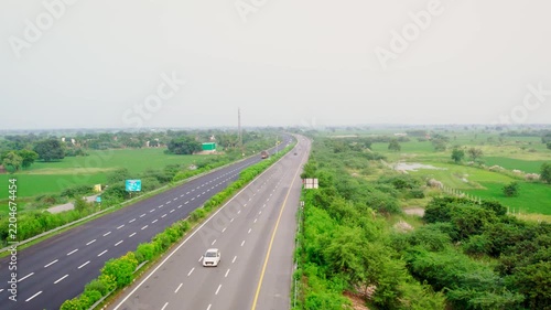 Aerial view of Ganga Yamuna Expressway in Noida Uttar Pradesh India