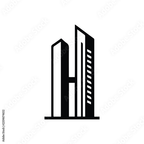 black and white building silhouette