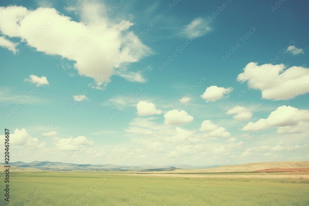 Obraz premium Green plain landscape cloud sky.