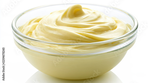pastry cream in a bowl isolated on white background