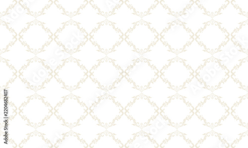 Seamless classic damask pattern in white and soft cream tone, ornate traditional floral background for wallpaper, fabric, and luxury design