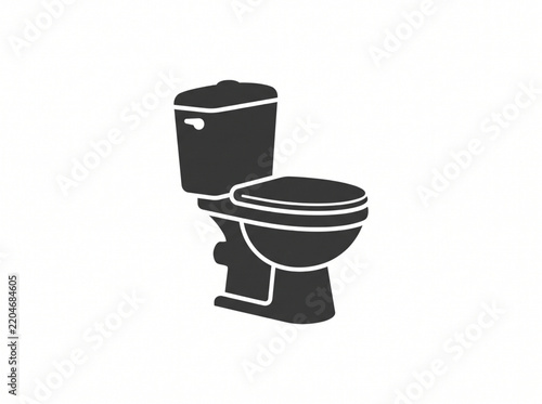 Black toilet bowl icon silhouette on a white background