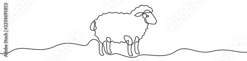 Sheep line icon, continuous one line drawing